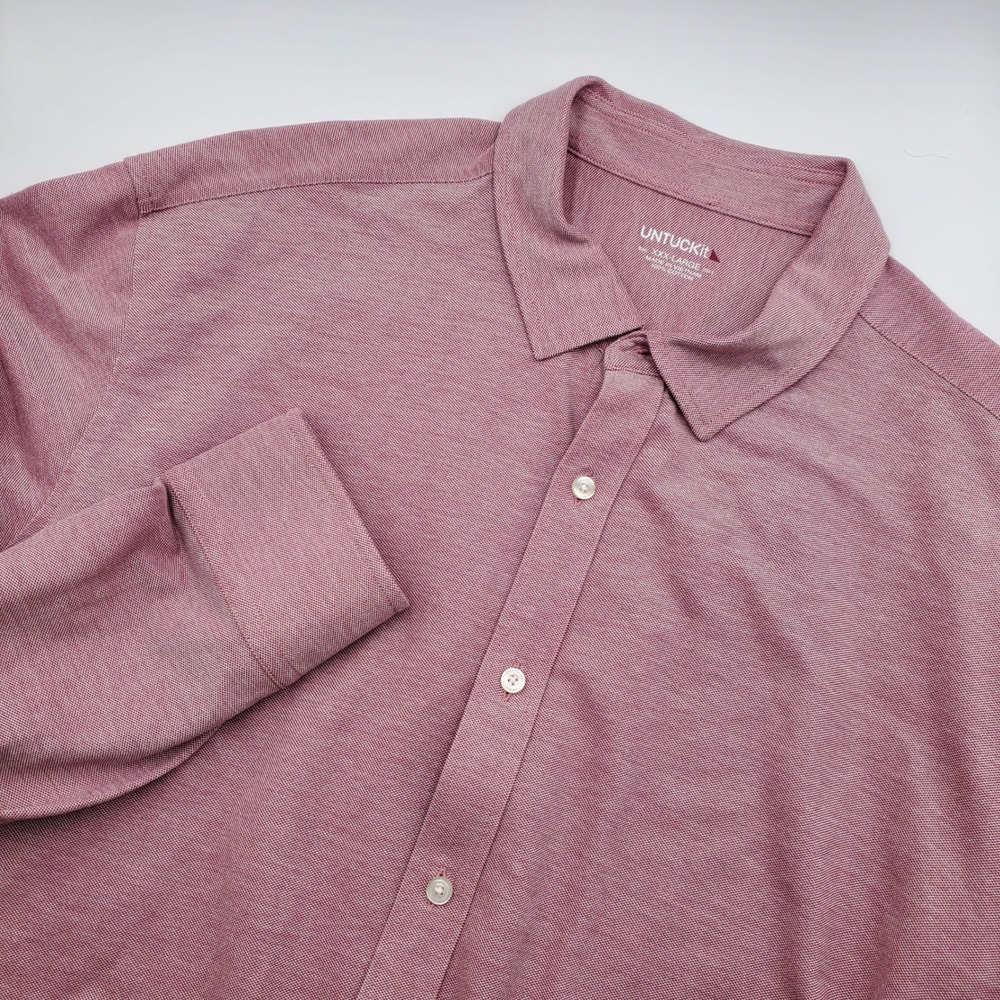 UNTUCKit Men's XXX Large Red Long Sleeve Button Down Casual Shirt 100% Cotton